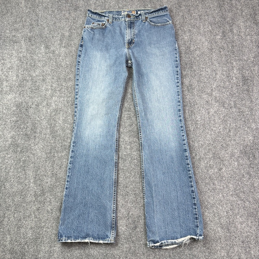 Vintage Old Navy Bootcut Jeans Sz 8 Mid Rise Stretch Below Waist Distressed Y2K - Picture 1 of 16